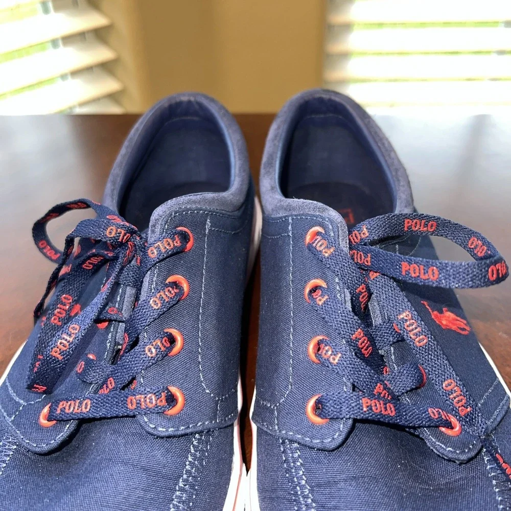 Polo Ralph Lauren Faxon X Cotton Suede Blue Sneakers Shoes Men Sz 10 Nautical